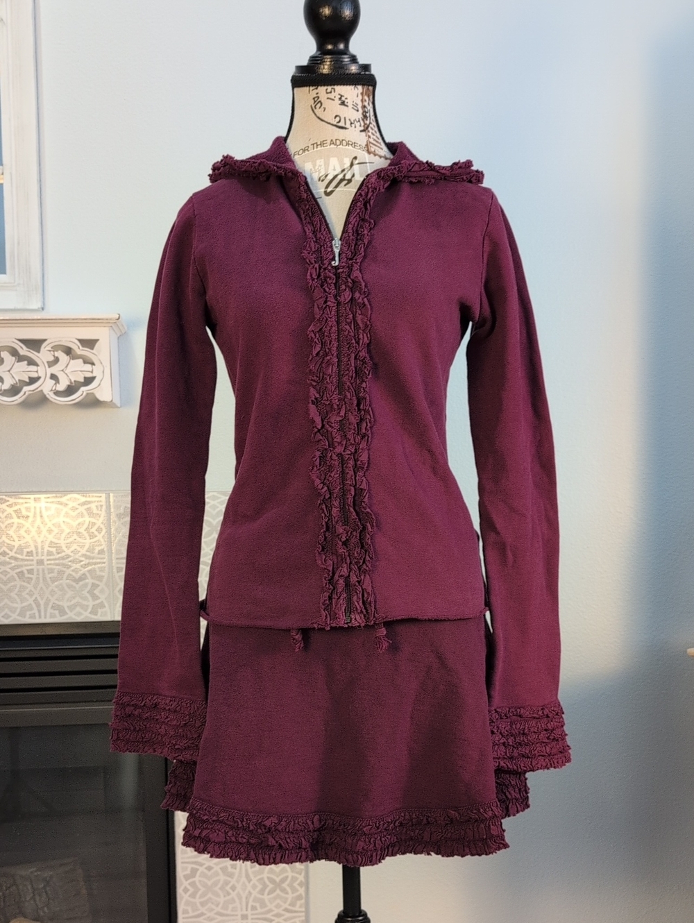 Juicy Couture Plum Ruffle Zip Hoodie & Skirt Set